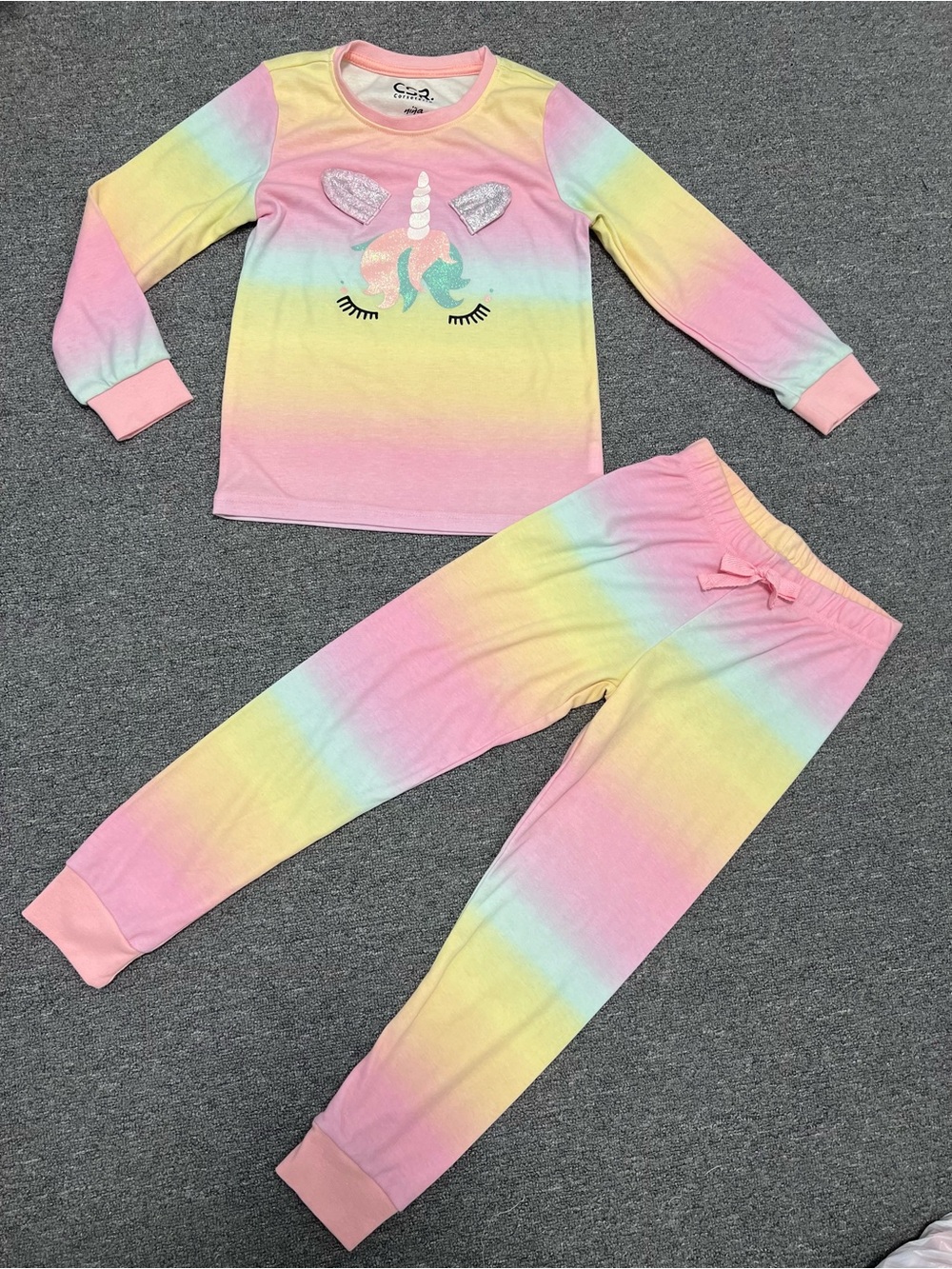 Kids Rainbow Unicorn Long Sleeve Pajama Set 8T